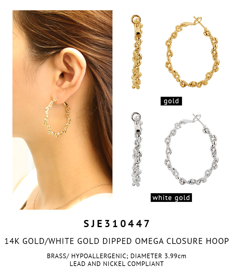 14K Gold Dipped Omega Closure Hoop Earrings