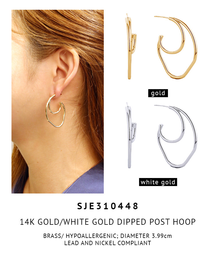 14K Gold Dipped Pin Catch Hoop Earrings