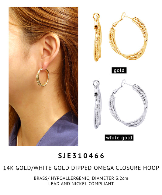 14K Gold Dipped Omega Closure Earrings