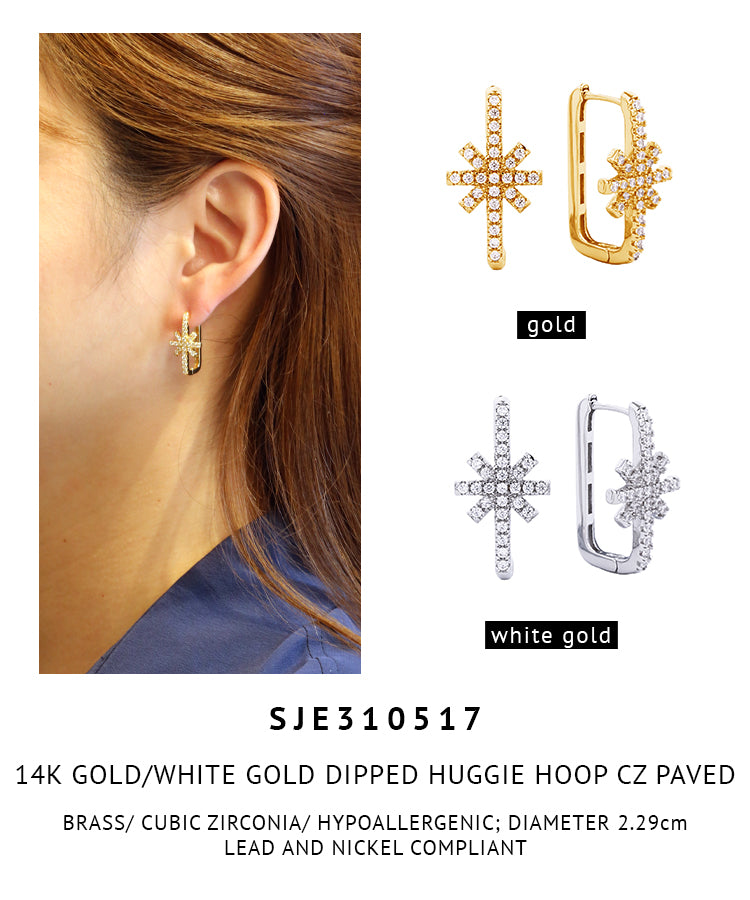 14K Gold Dipped Pave CZ Post Earrings