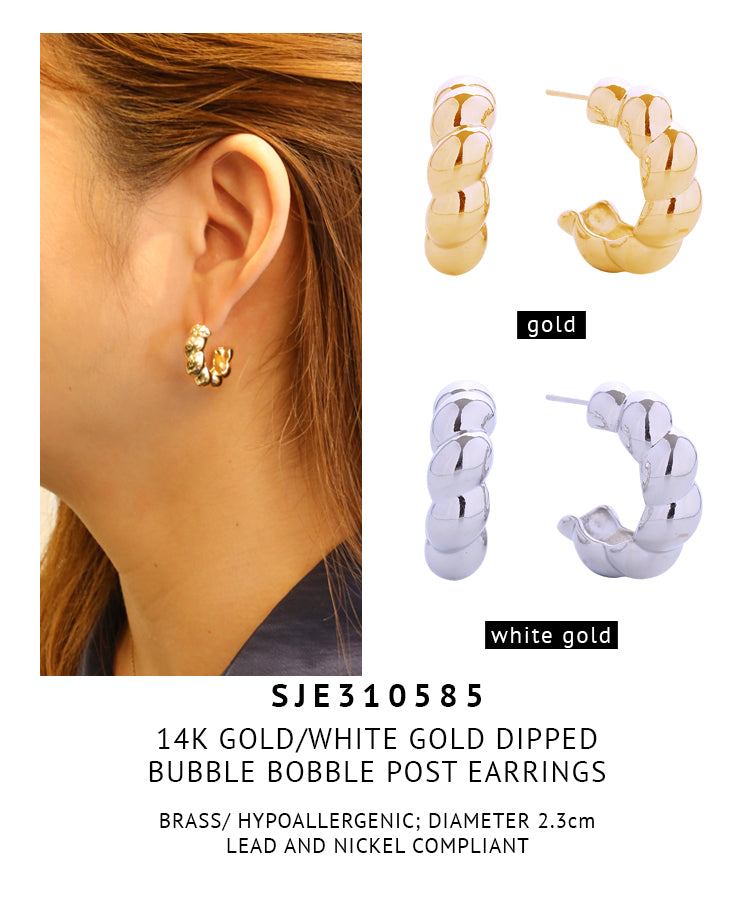 14K Gold Dipped Bubble Bobble Post Earrings