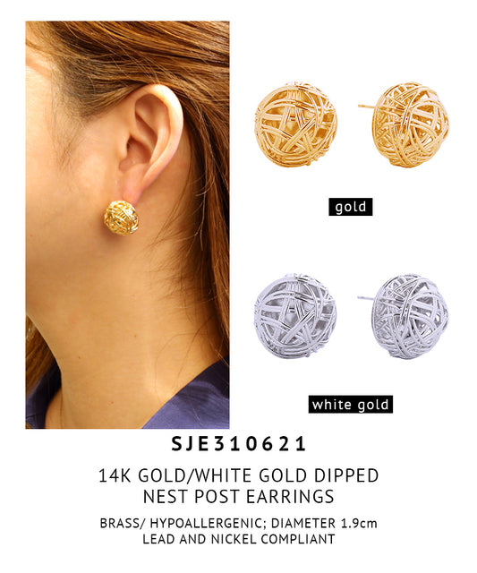 14K Gold Dipped Nest Post Earrings