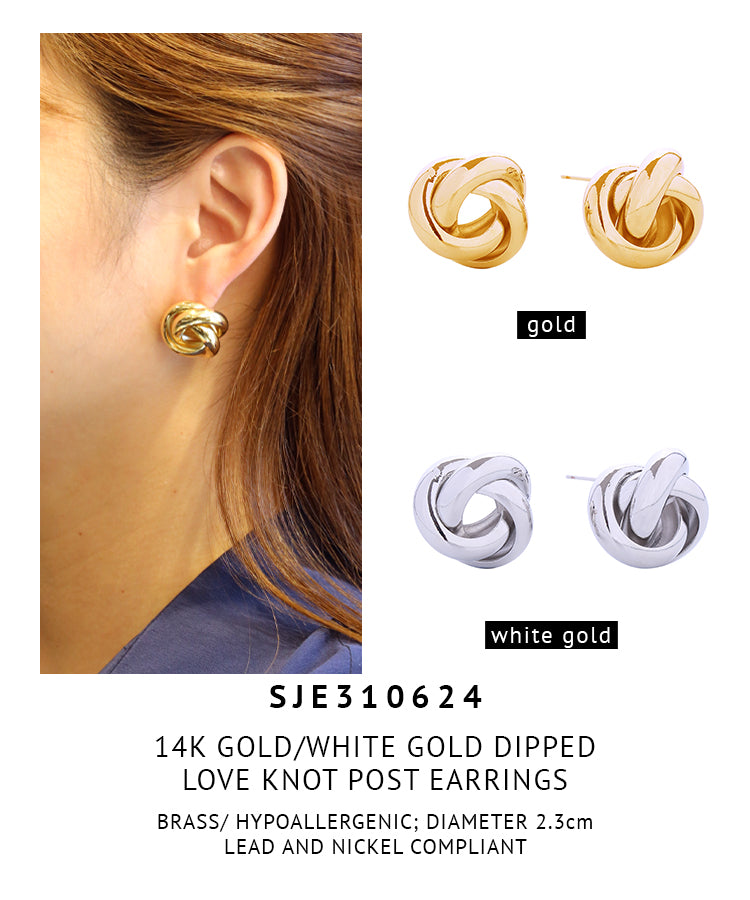 14K Gold Dipped Love Knot Post Earrings