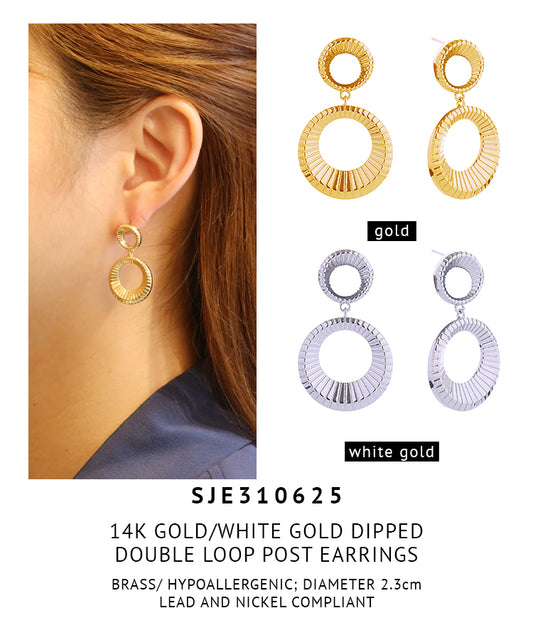 14K Gold Dipped Double Loop Post Earrings