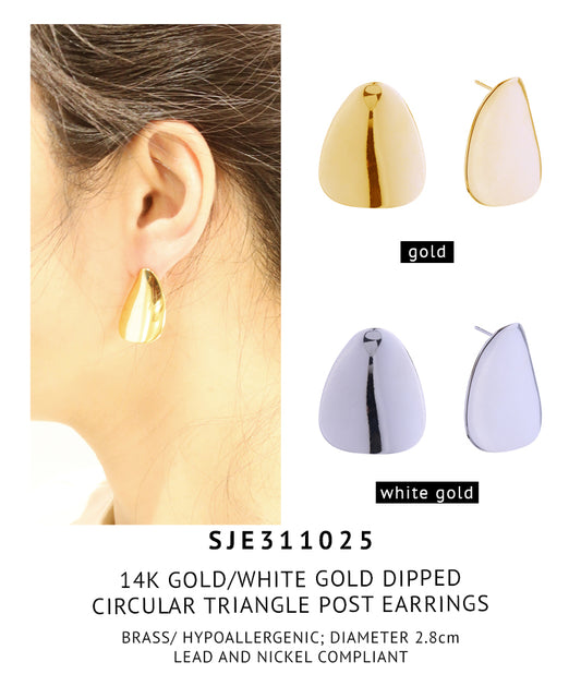 14K Gold Dipped Circular Triangle Post Earrings