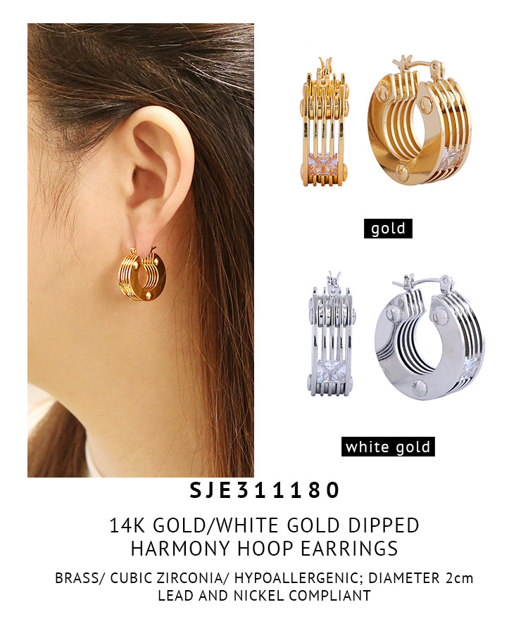 14K Gold Dipped Harmony Hoop Earrings