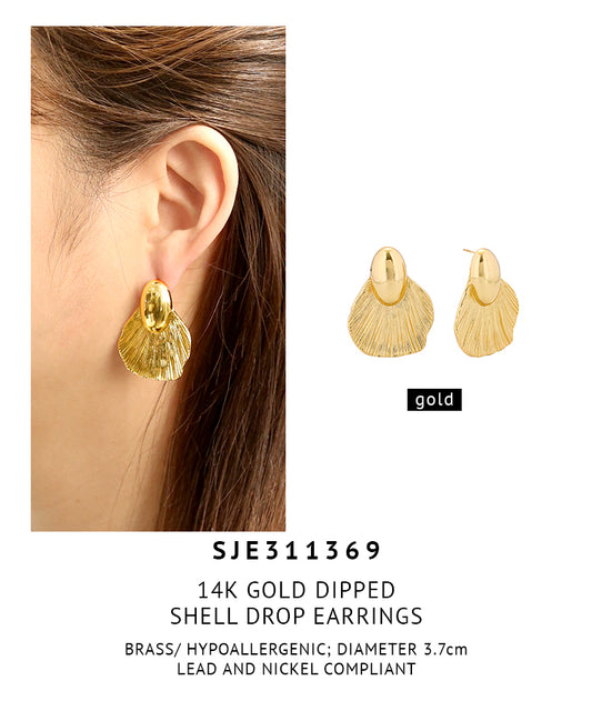 14K Gold Dipped Shell Drop Earrings