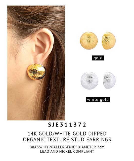 14K Gold Dipped Organic Texture Stud Earrings