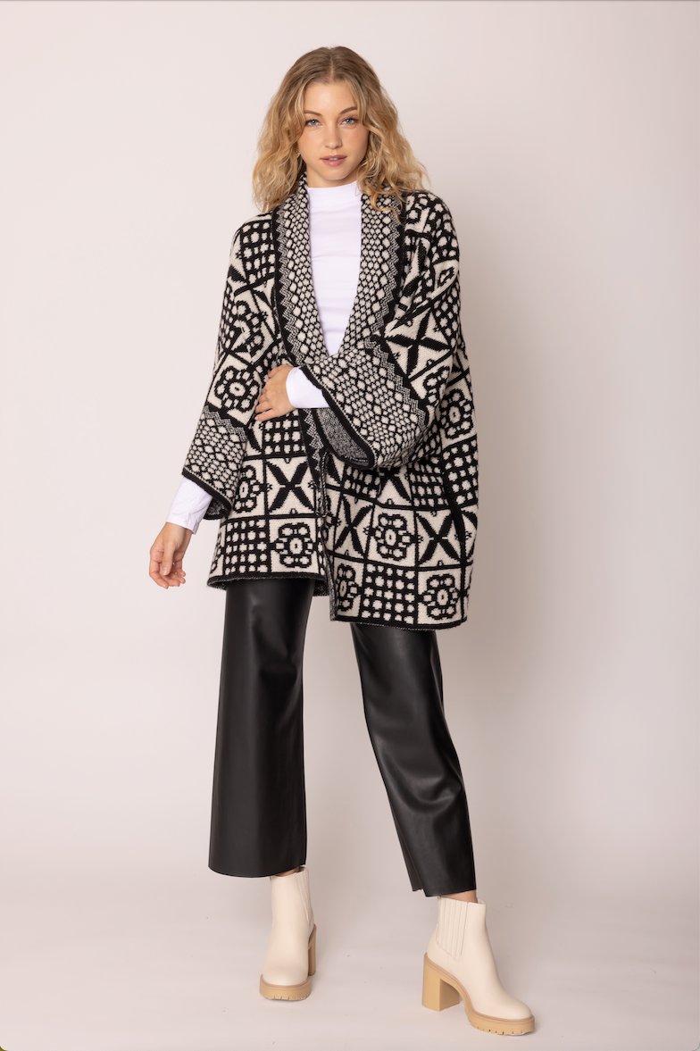 Tile Pattern Knit Cardigan