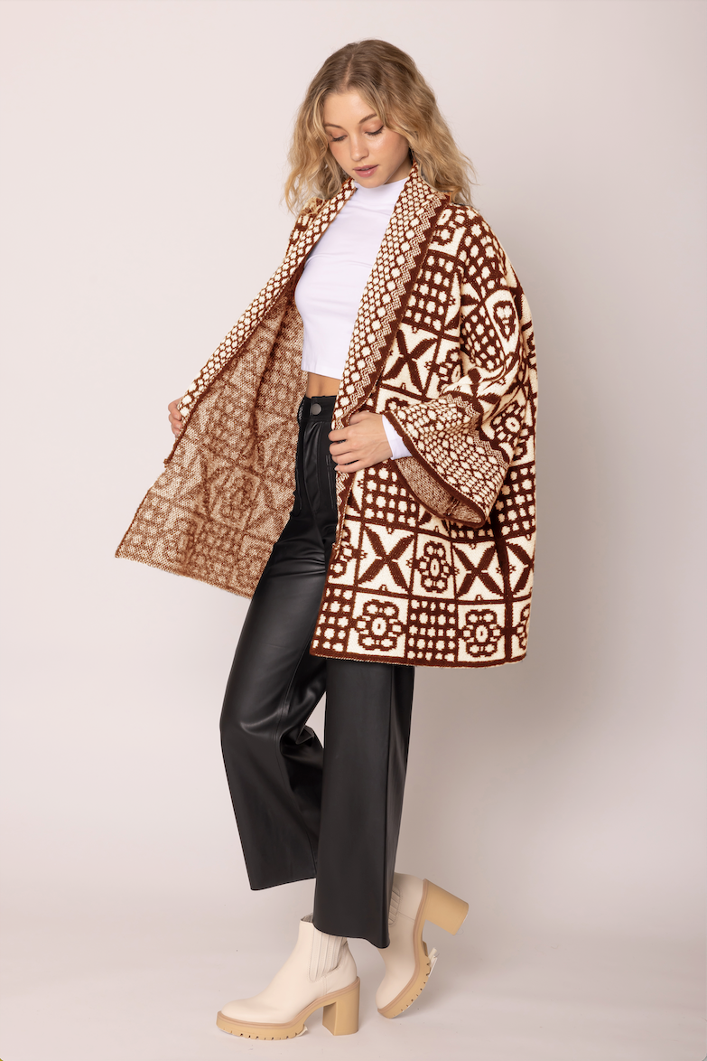 Tile Pattern Knit Cardigan