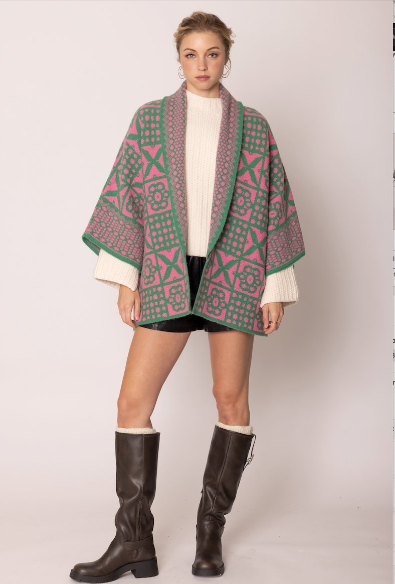 Tile Pattern Knit Cardigan