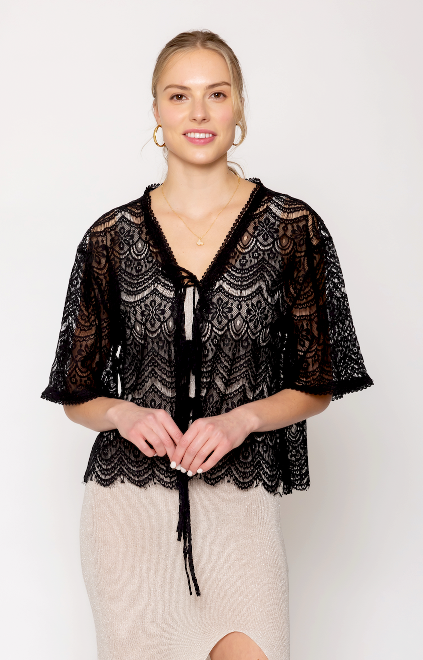 Lace Tie Front Short Cardigan – Do Everything In Love Lace Tie Front Short Cardigan – Do Everything In Love