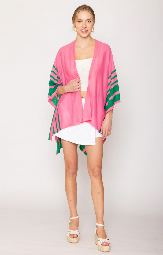 Two Tone Border Ruana