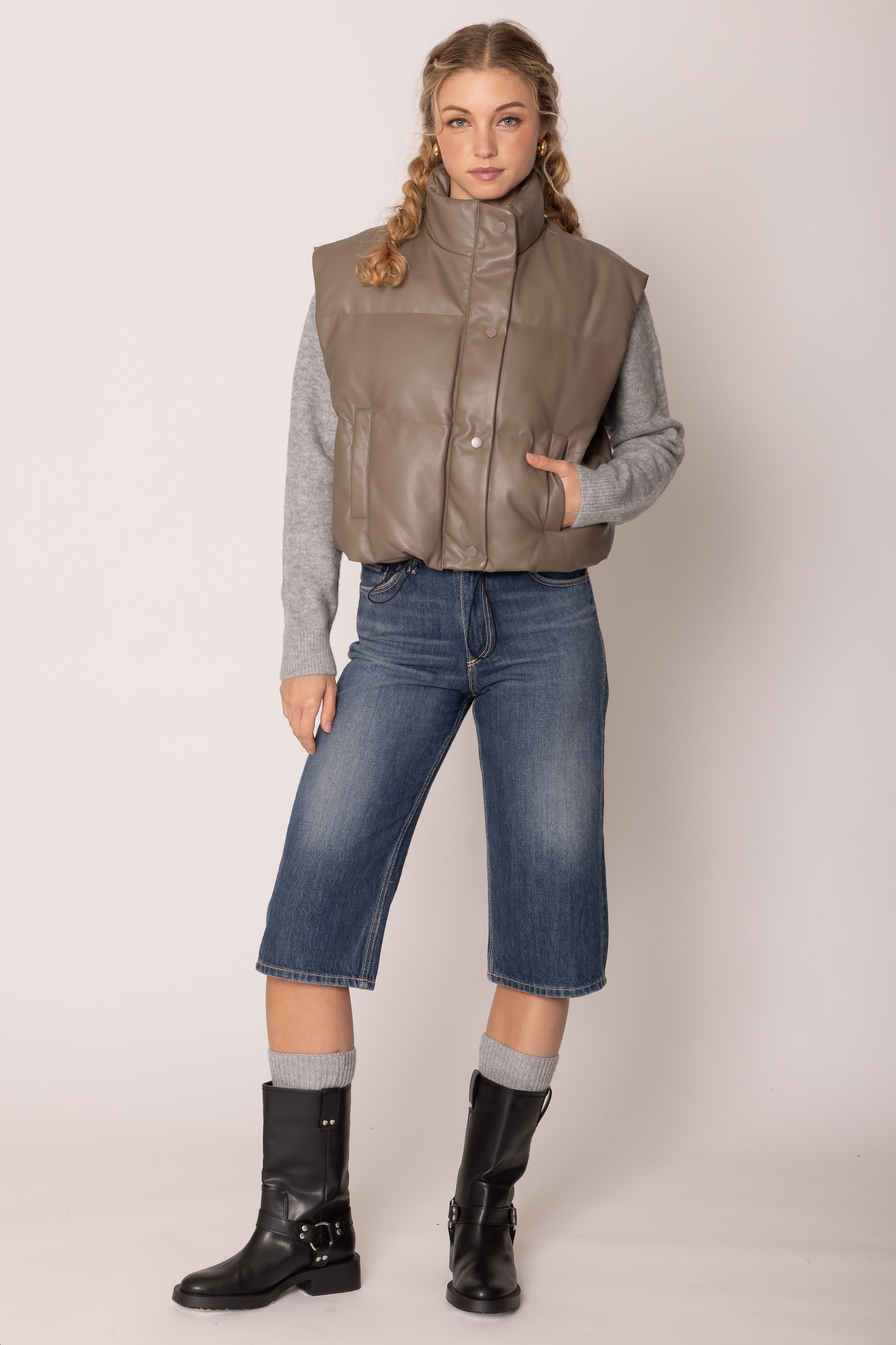 Faux Leather Padded Vest