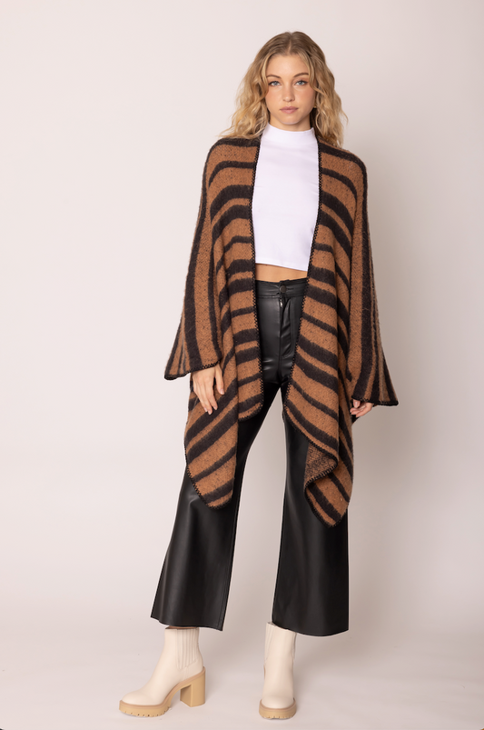 Cozy Stripe Two Tone Knit Kimono