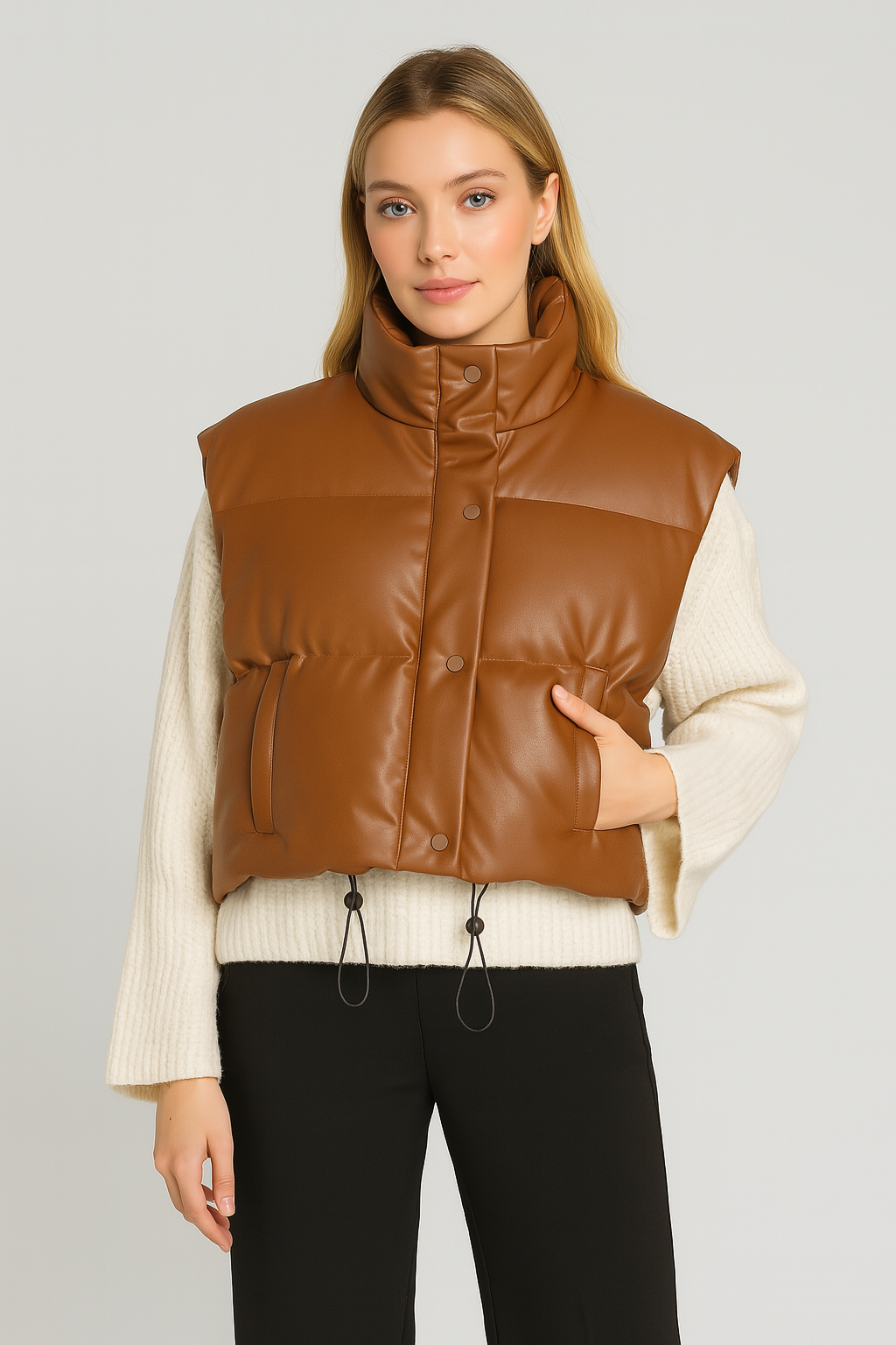 Faux Leather Padded Vest