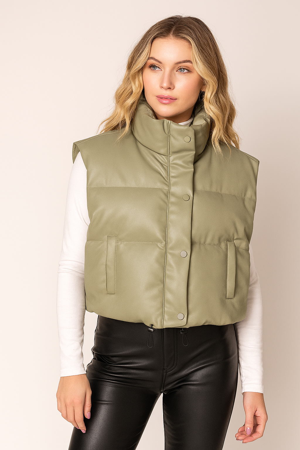 Faux Leather Padded Vest