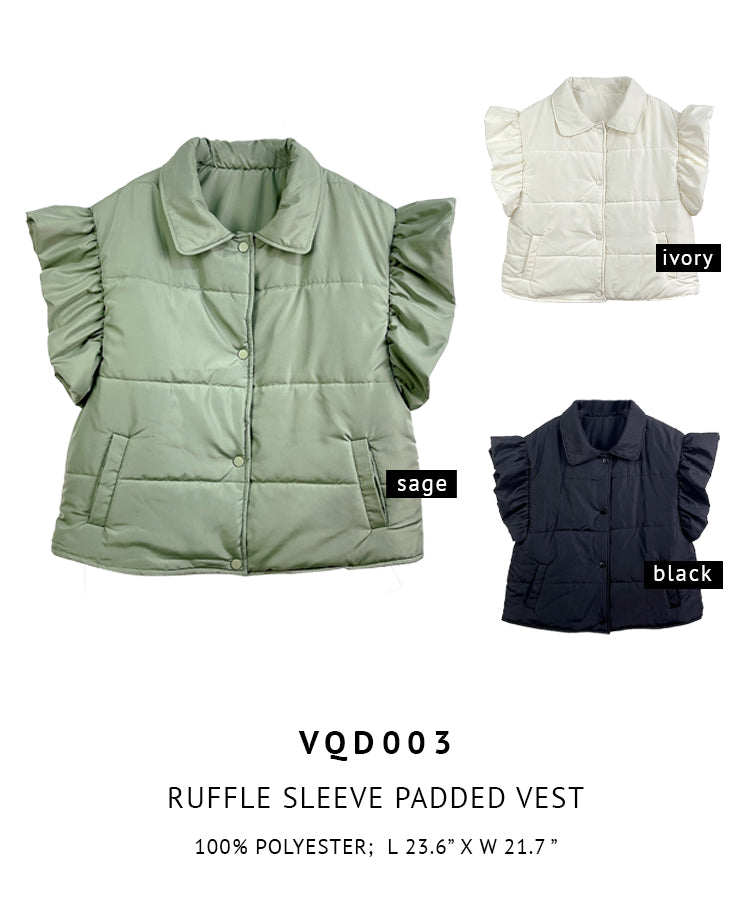 Ruffle Sleeve Padded Vest