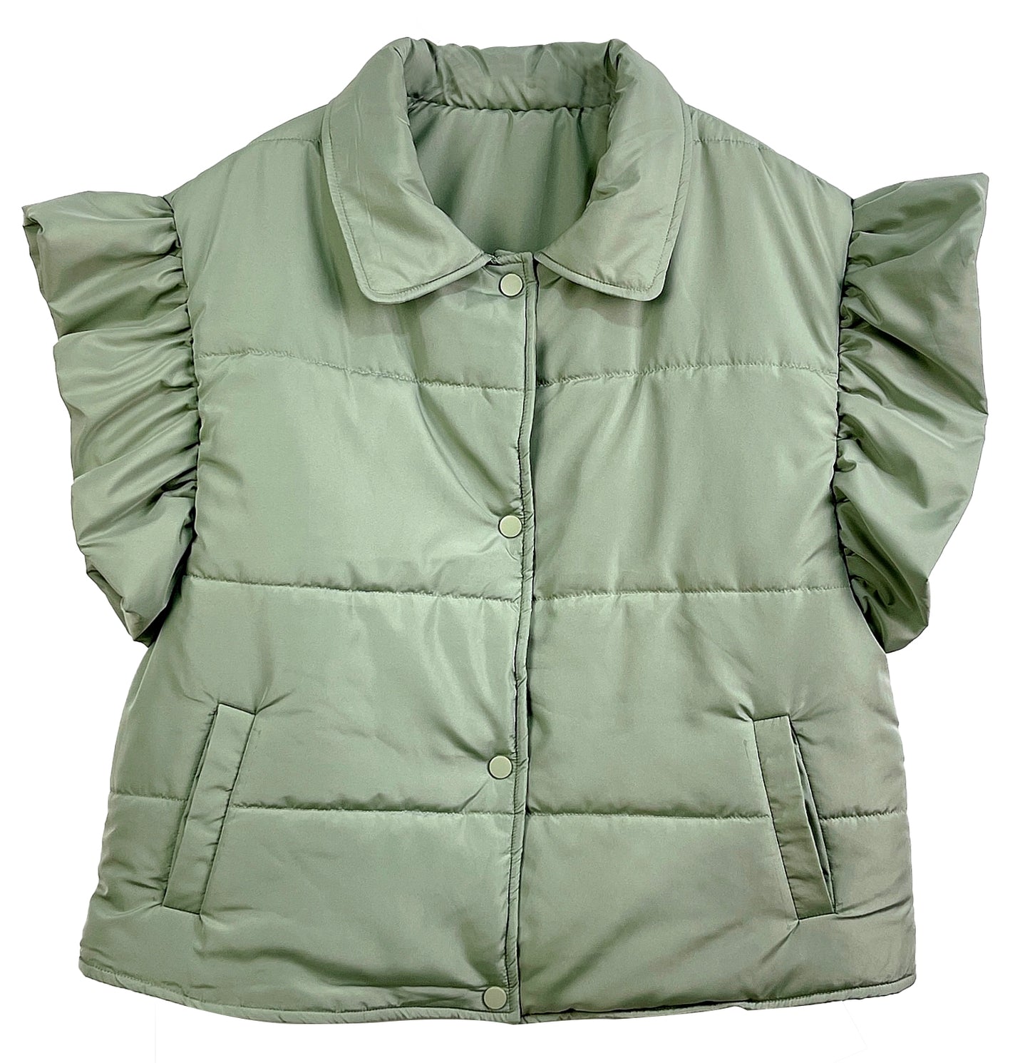 Ruffle Sleeve Padded Vest