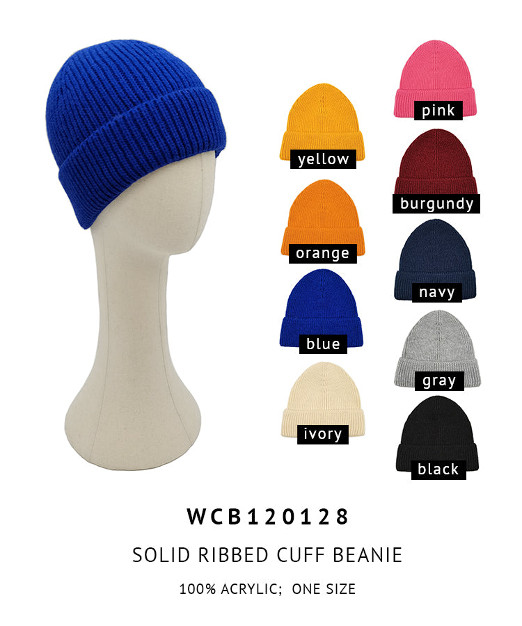 Solid Ribbed Cuff Beanie