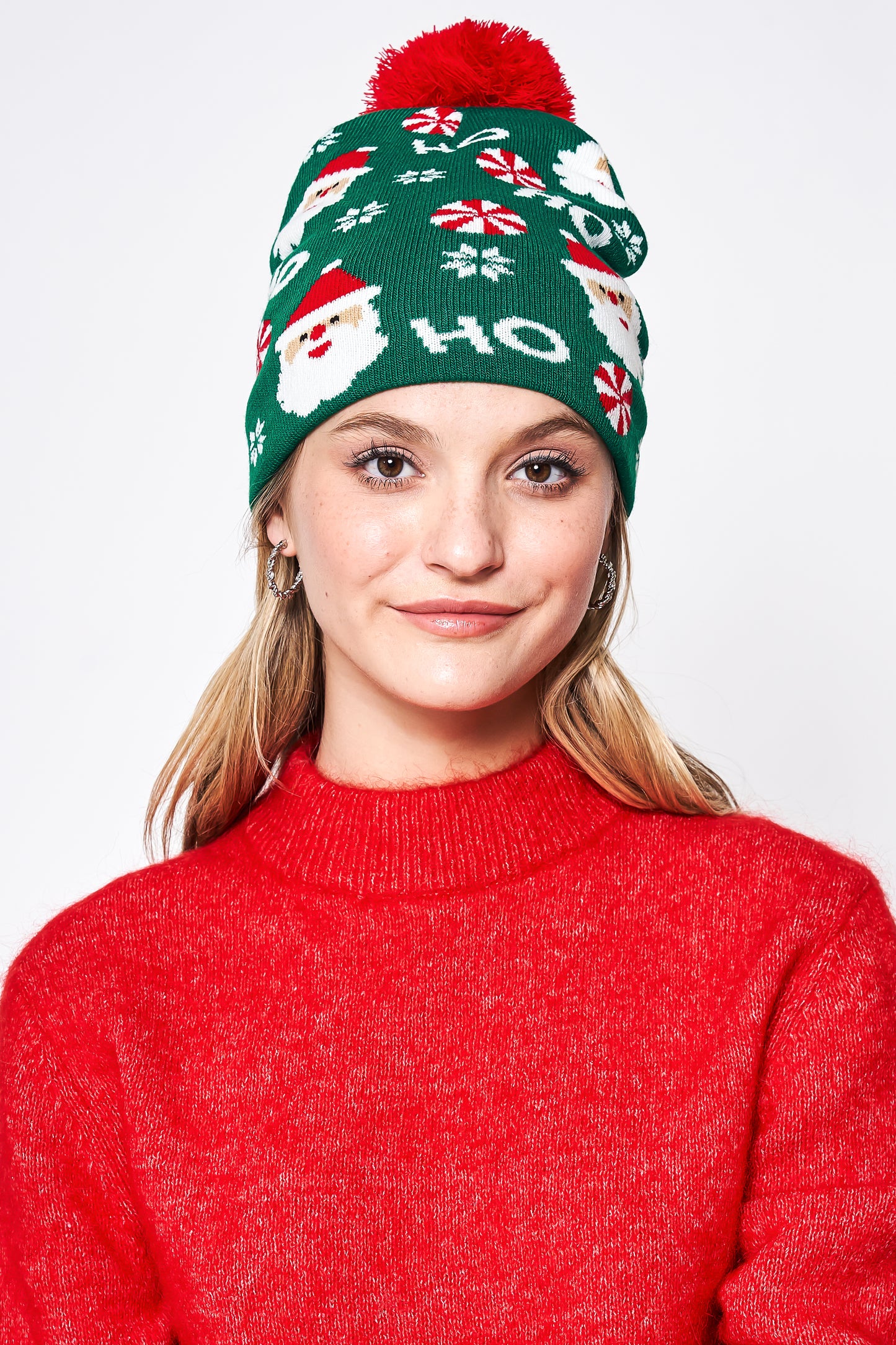 Santa Holiday Pom Beanie