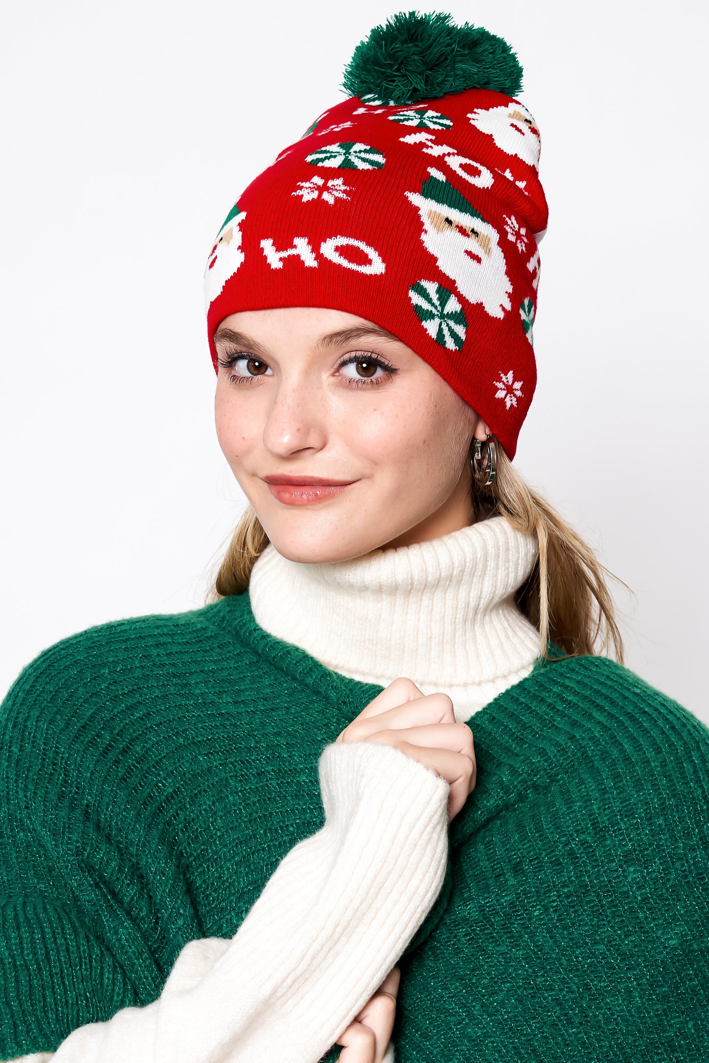 Santa Holiday Pom Beanie