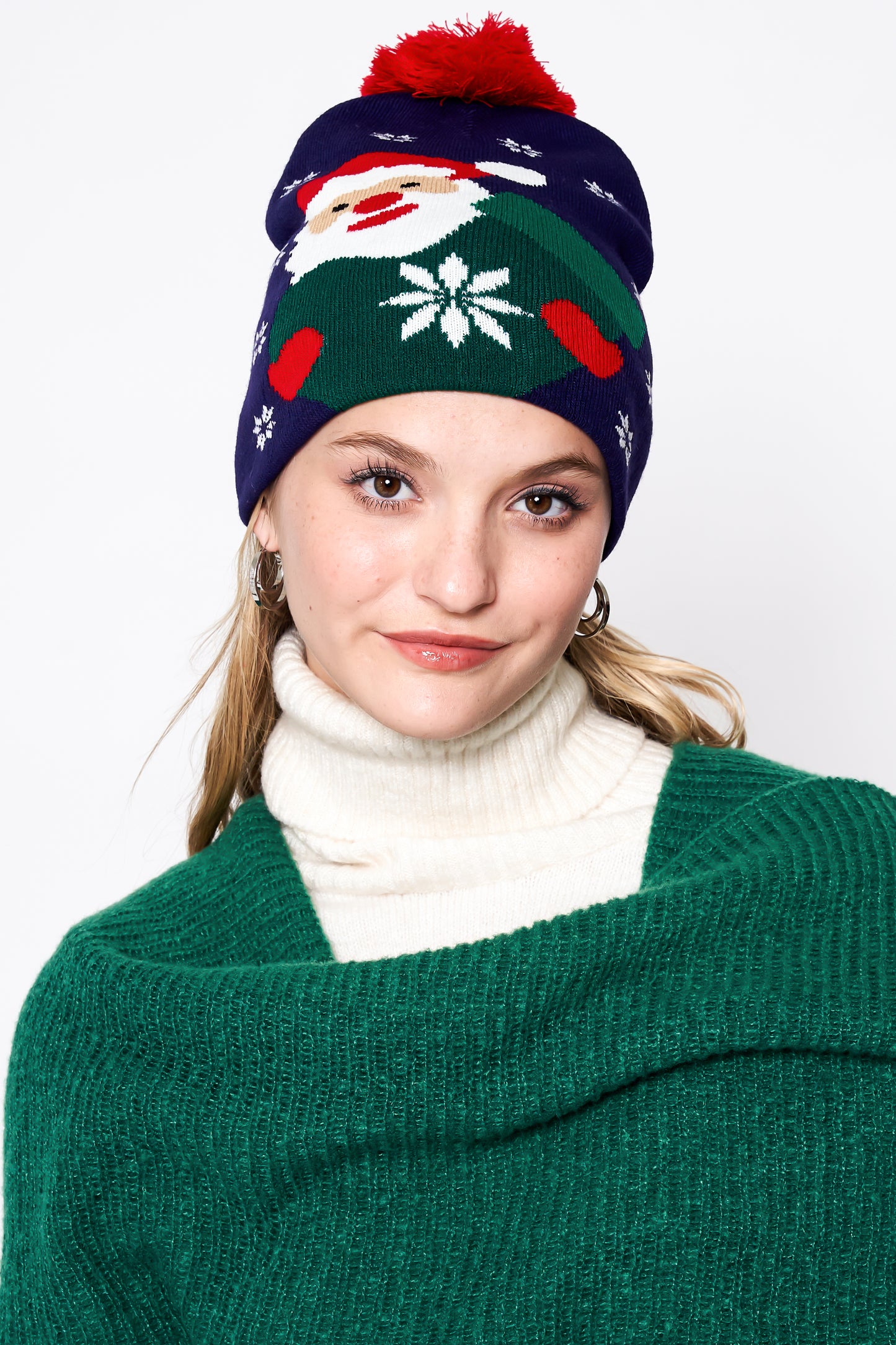 Snowy Day Santa Pom Beanie