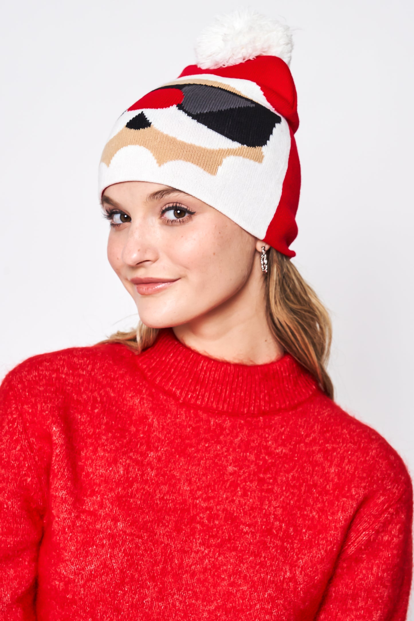 Santa With Sunglasses Holiday Pom Beanie