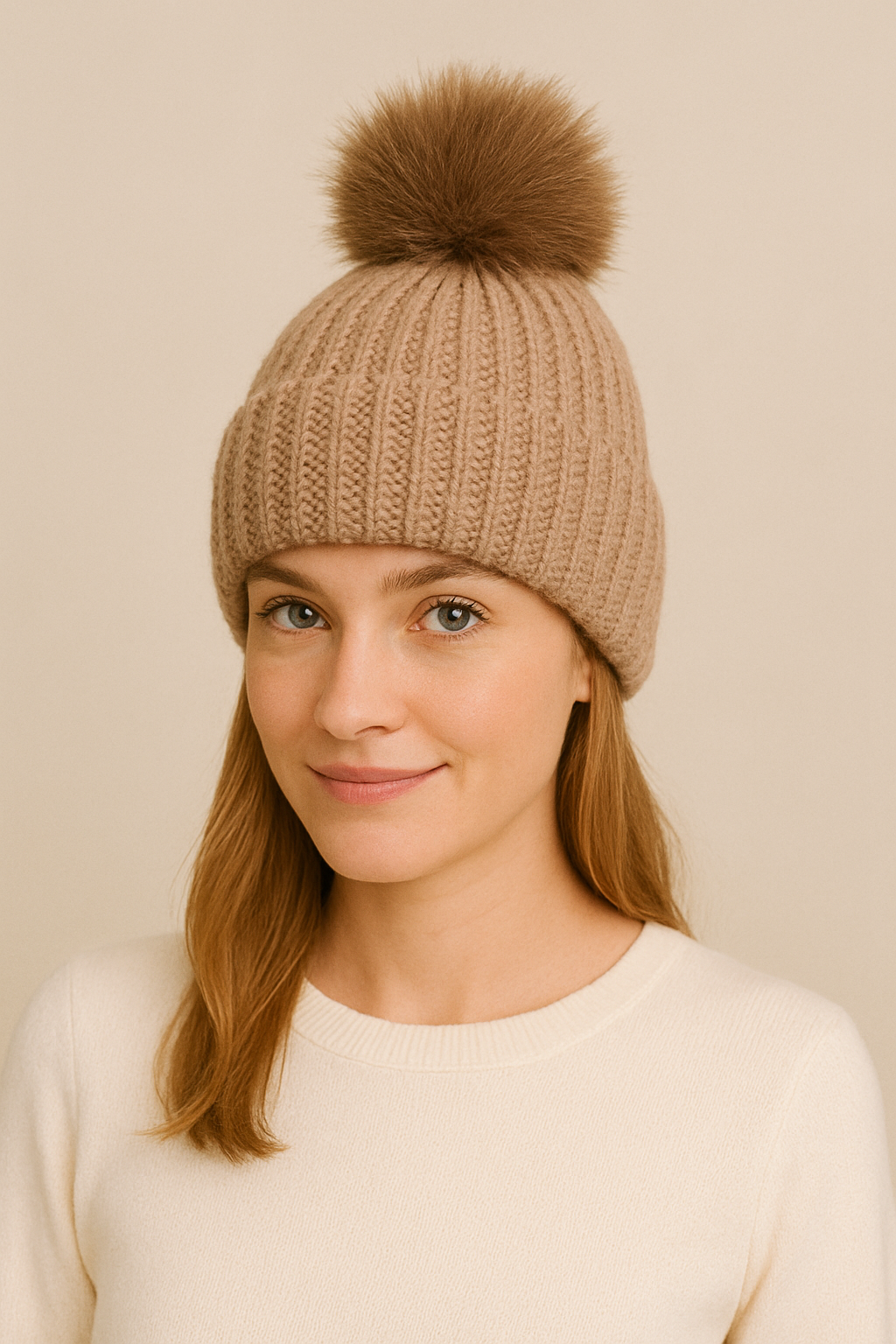 Solid Beanie with Pom