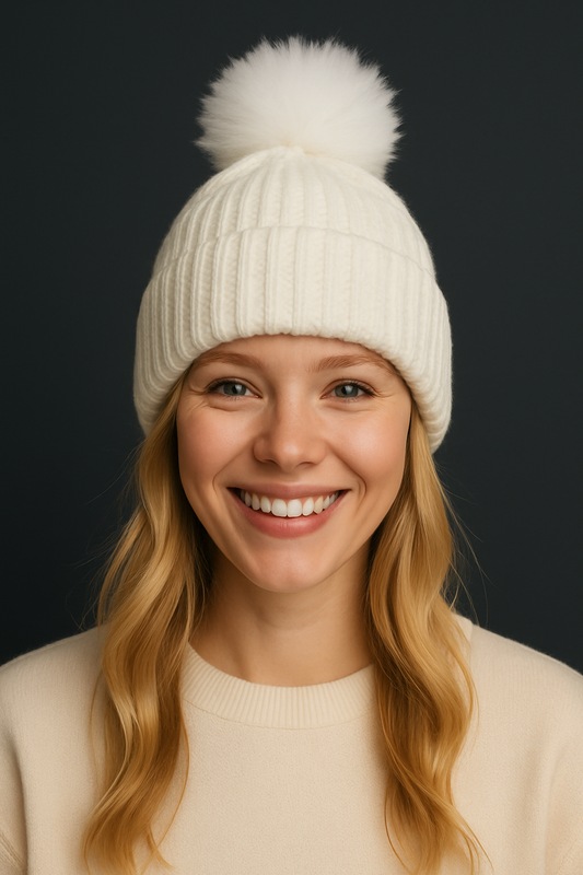 Solid Beanie with Pom