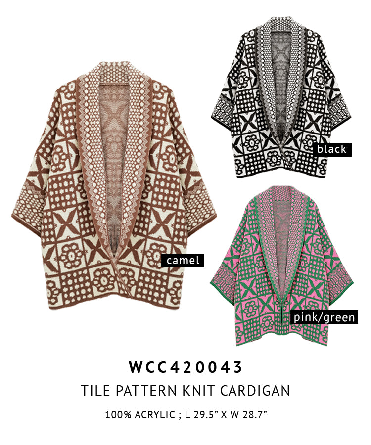 Tile Pattern Knit Cardigan