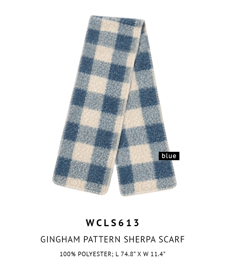 Gingham Pattern Sherpa Scarf