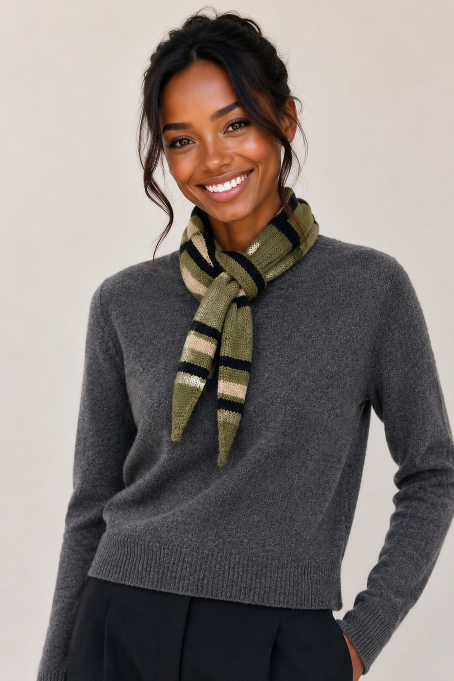 Three Color Stripe Croissant Scarf