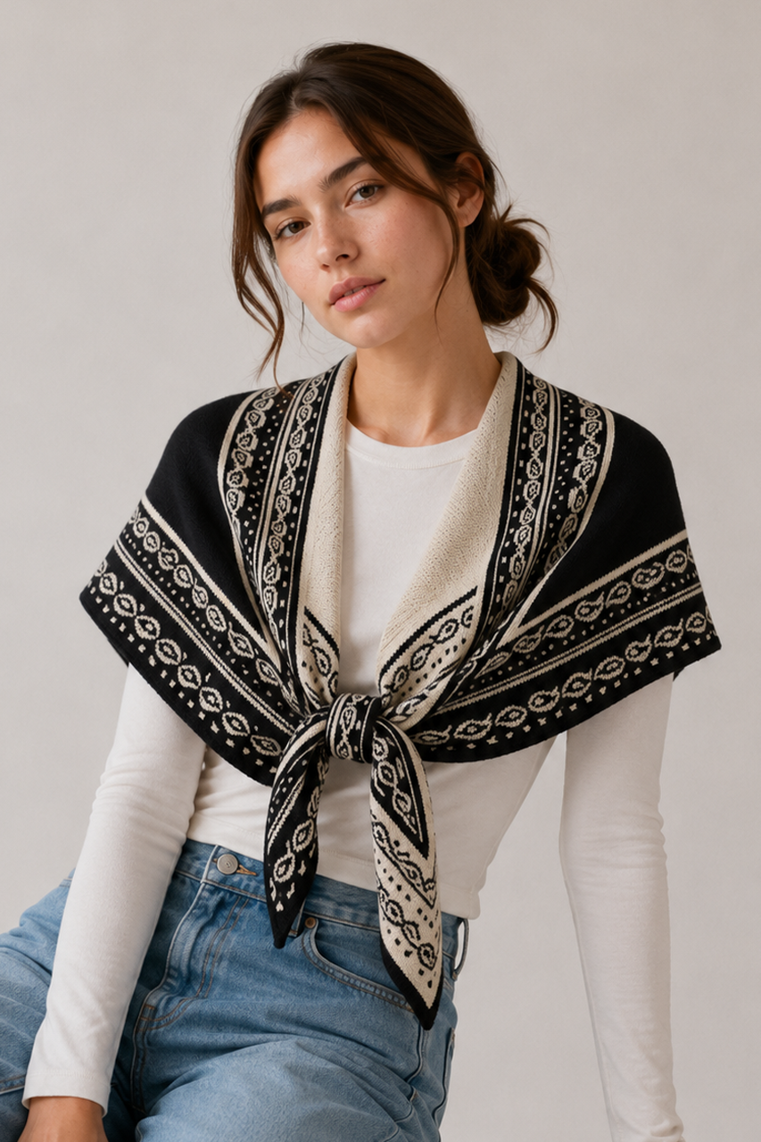 Paisley Knitted Triangle Scarf