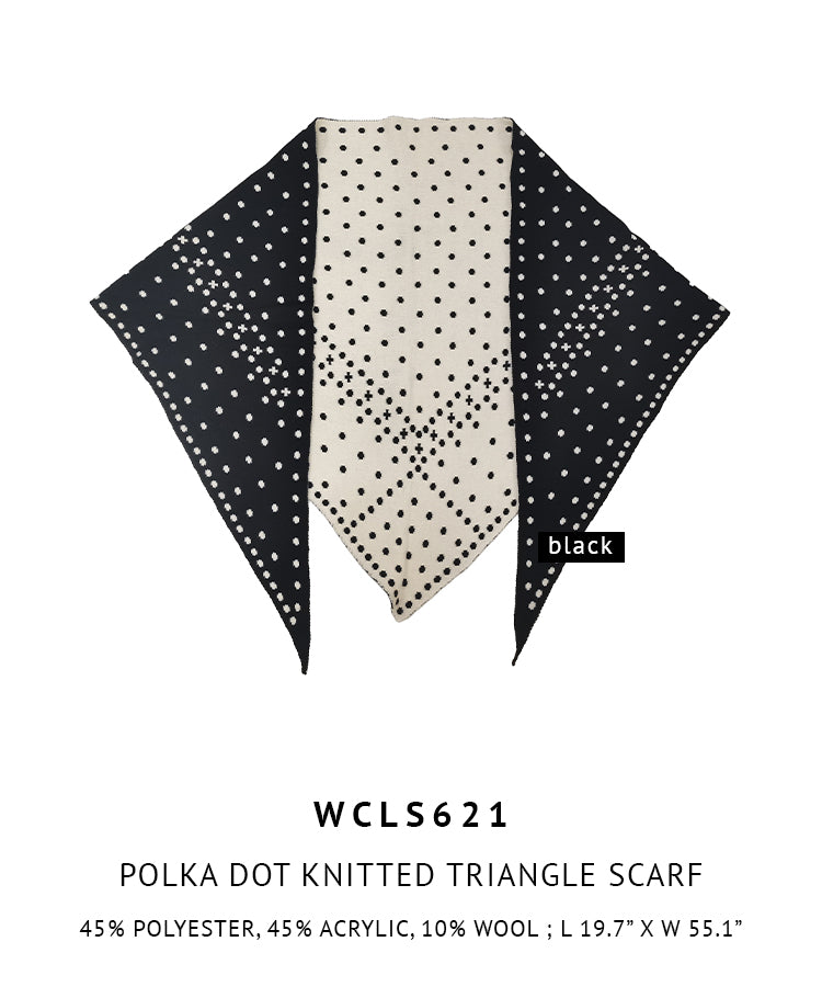 Polka Dot Knitted Triangle Scarf