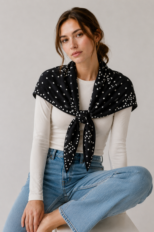 Polka Dot Knitted Triangle Scarf