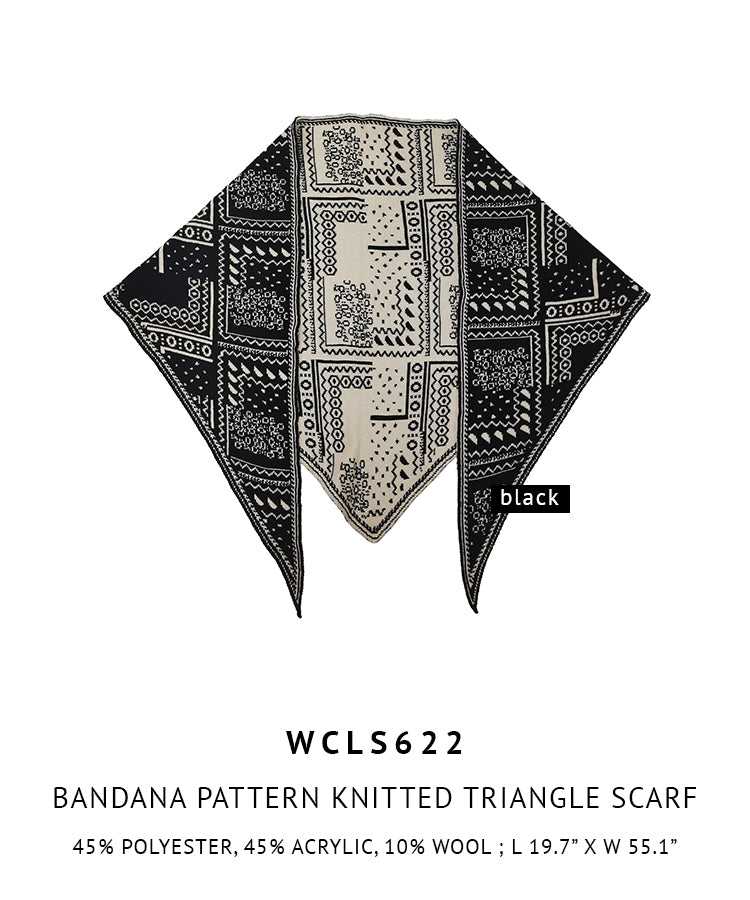 Bandana Pattern Knitted Triangle Scarf