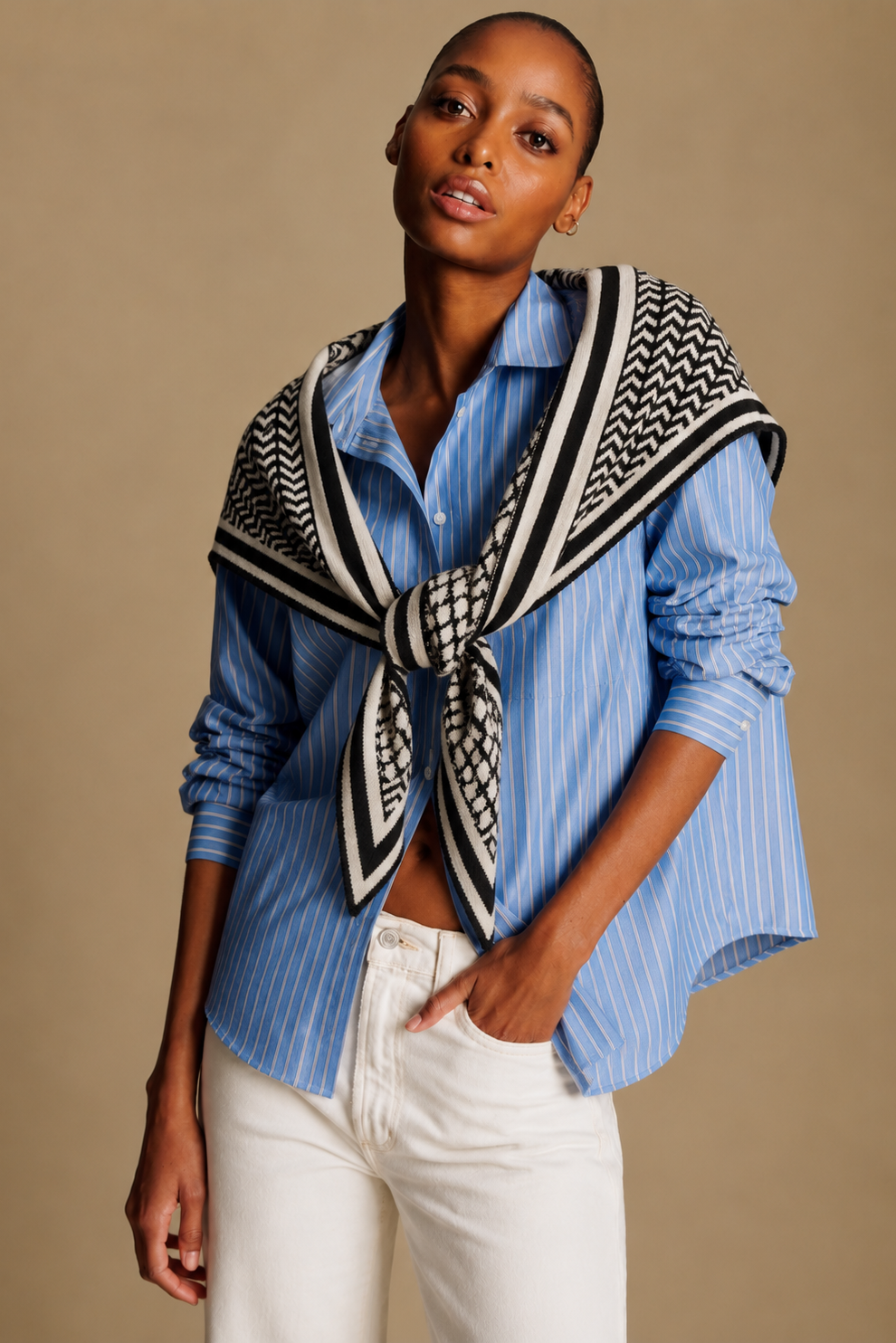 Abstract Knitted Triangle Scarf