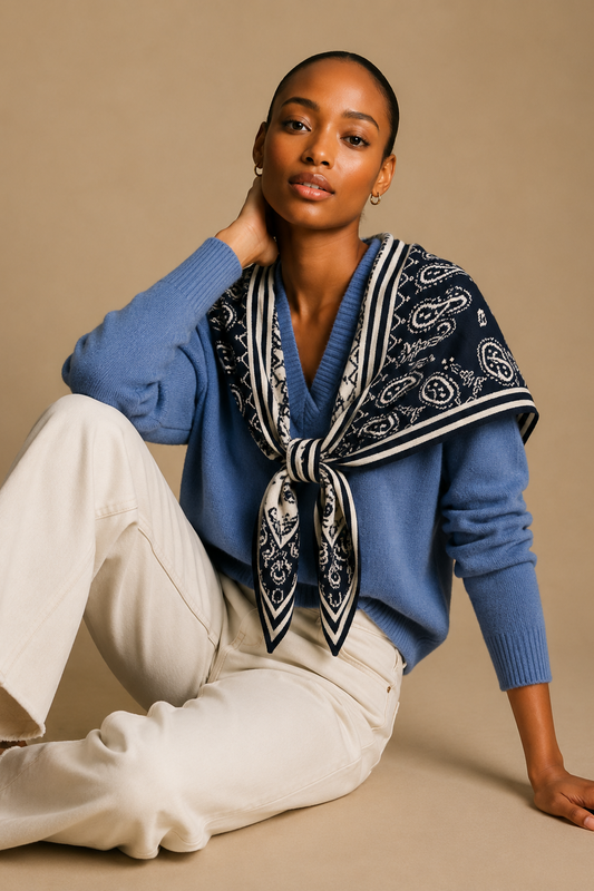 Paisley Knitted Triangle Scarf