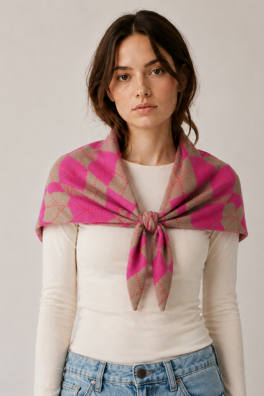Argyle Knitted Triangle Scarf