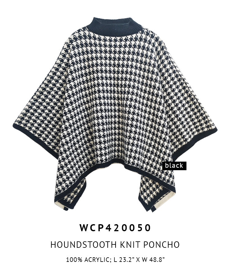 Houndstooth Knit Poncho