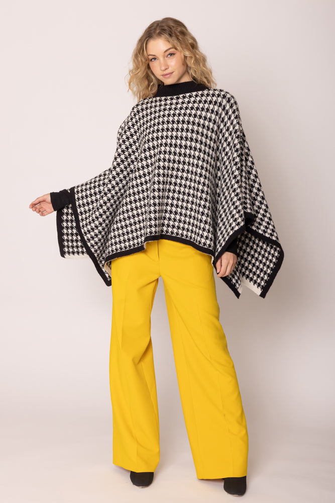 Houndstooth Knit Poncho