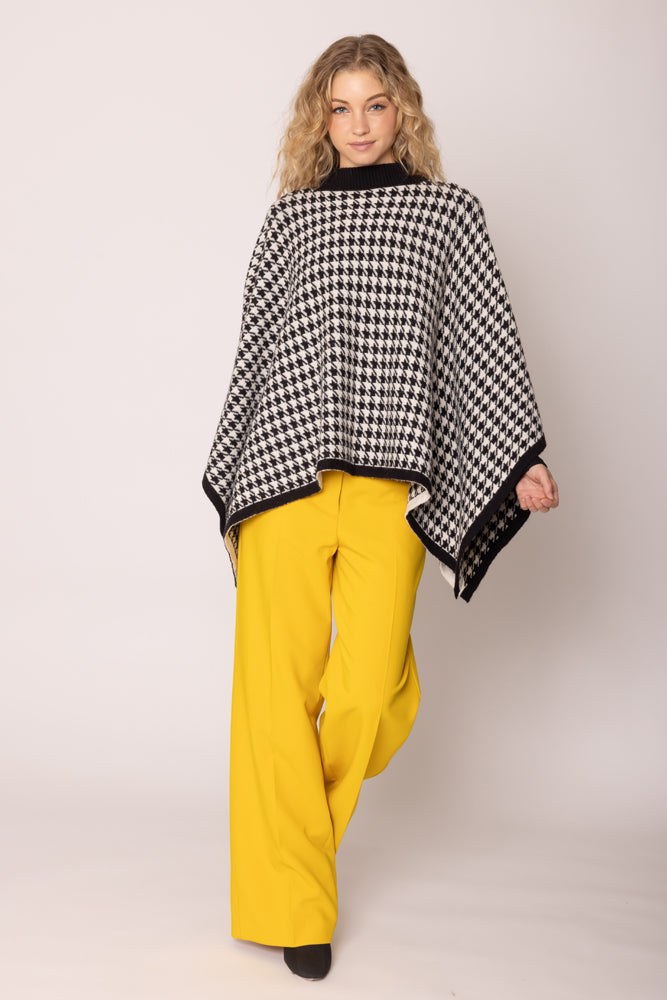 Houndstooth Knit Poncho