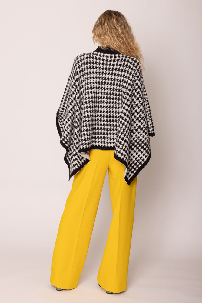 Houndstooth Knit Poncho