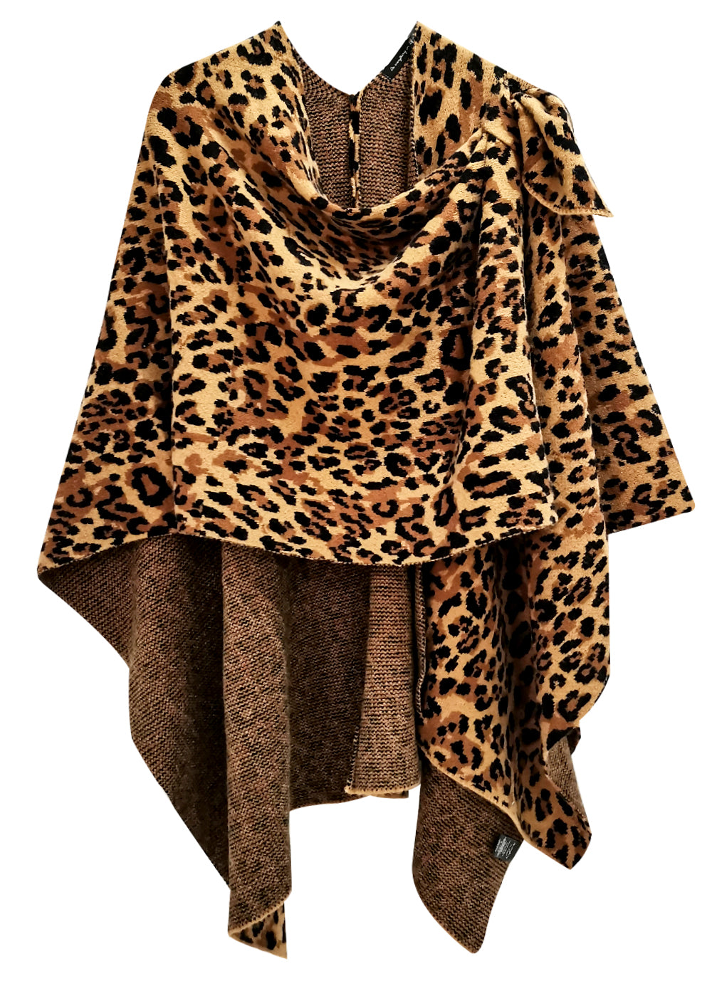 Leopard Knit Ruana with Shoulder Strap