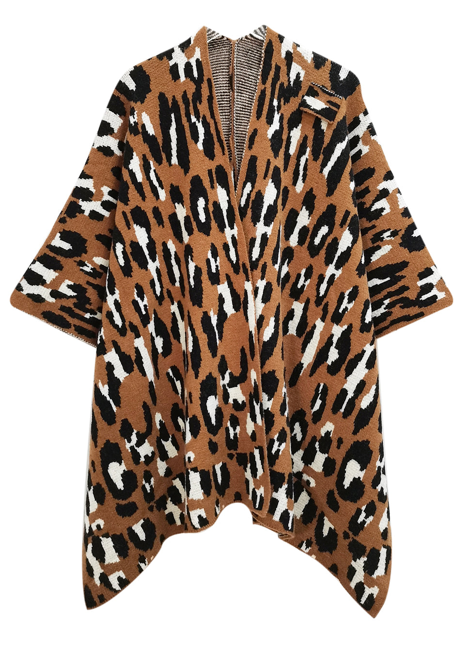 Leopard Knit Ruana with Shoulder Strap