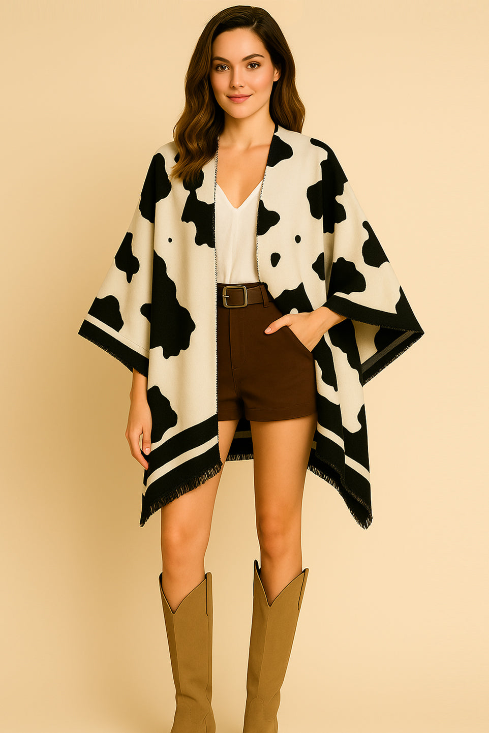 Cow Print Ruana