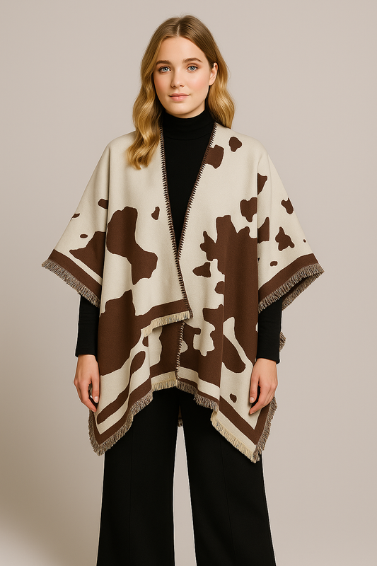 Cow Print Ruana
