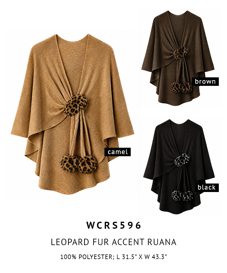 Leopard Fur Accent Ruana