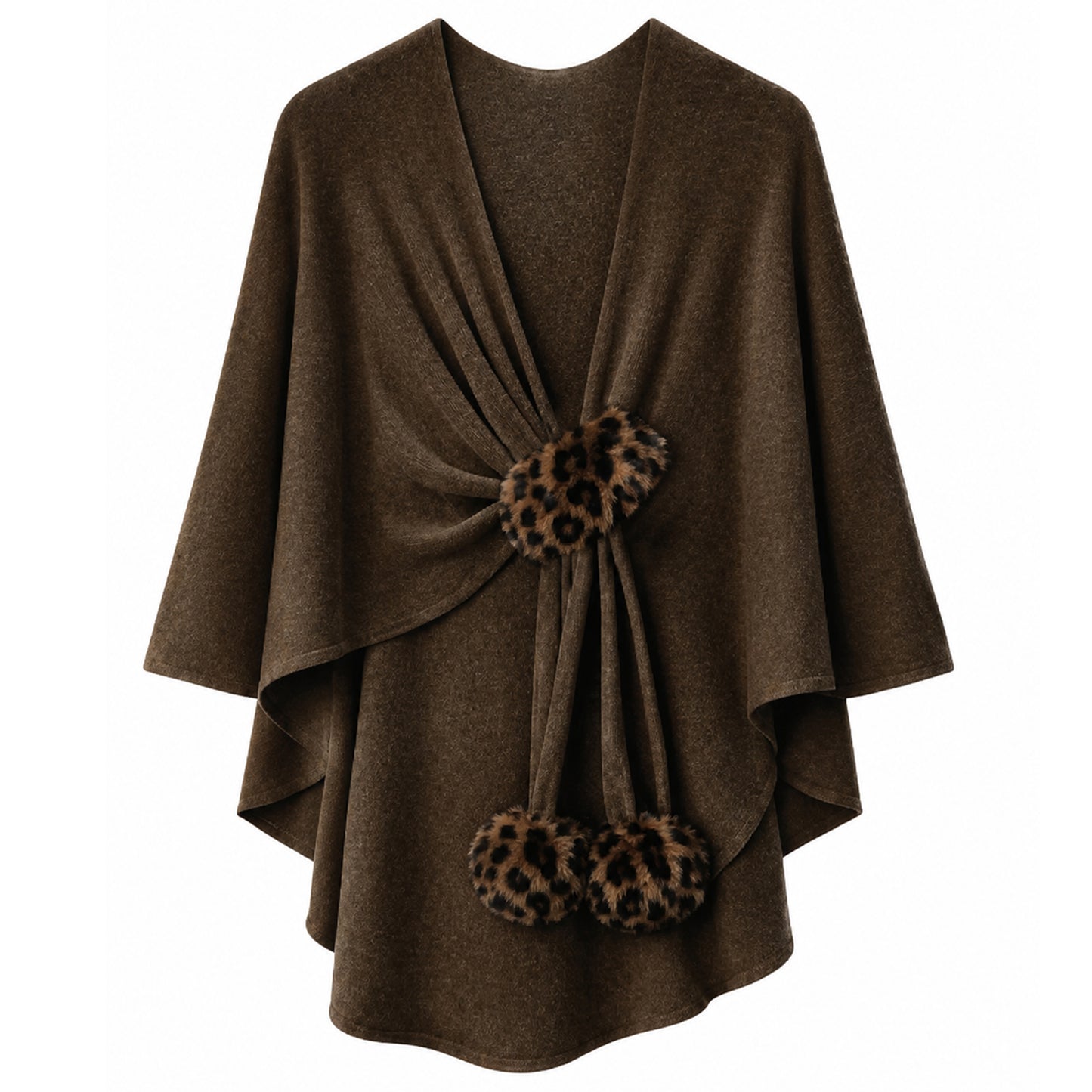 Leopard Fur Accent Ruana